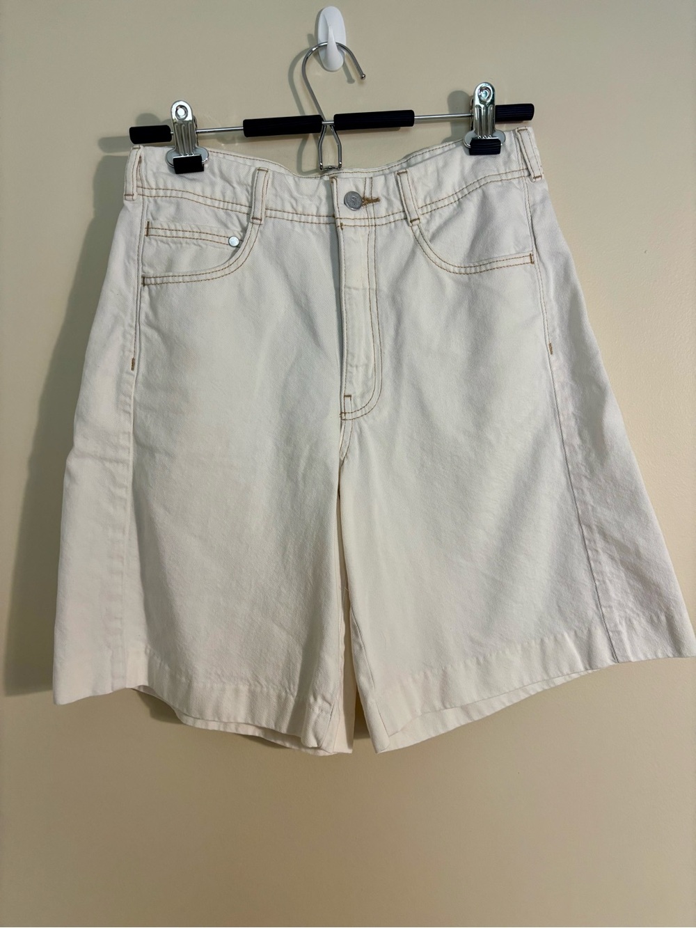 Pilcro Cream Long Bermuda Shorts - Picture 4 of 8